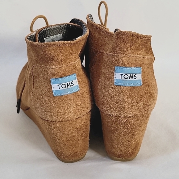 TOMS Tab Suede Lace-Up Wedge Boot Bootie Size 11 - Picture 3 of 14